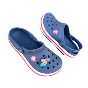 Crocs Unisex Toddler Crocband Clogs‎ With Charms Size 11 Navy Blue Sandals